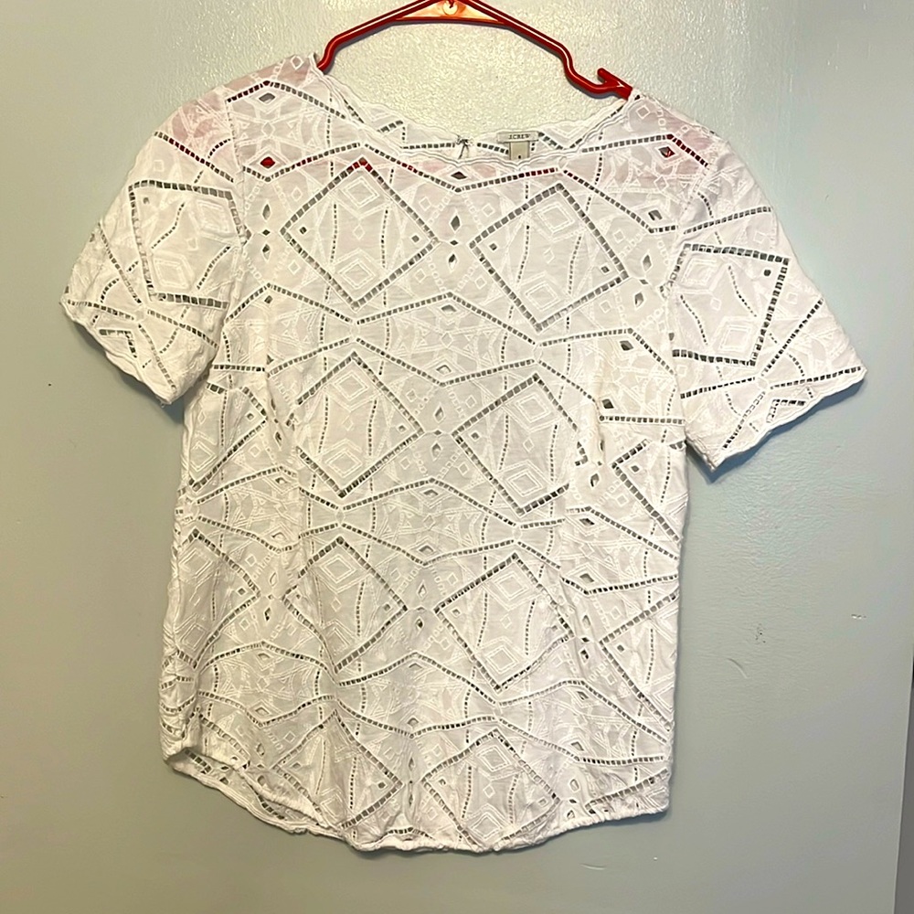 J. Crew white lace top